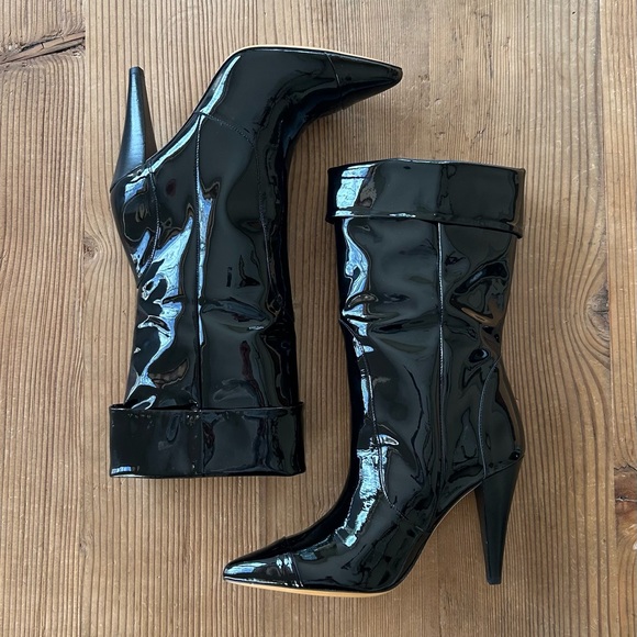 NIB IRO Paris Ully Patent-Leather High Heel Boots in Black - FR 40 / US 8.5 - Picture 6 of 16